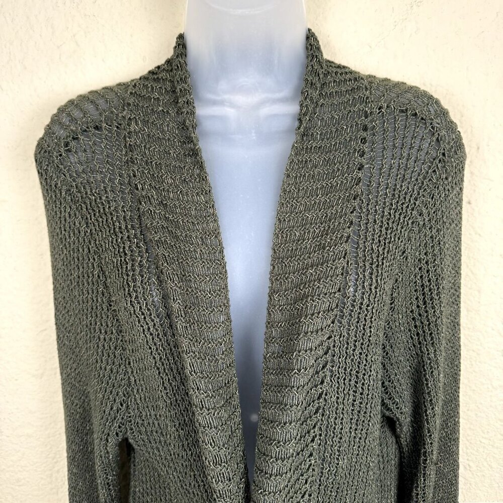 Dressbarn Woman 3X Dark Green Loose Knit Cardigan Cottage Core Comfy Grunge - Picture 2 of 7